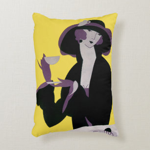 Coussins Décoratifs Femme Élégante Vintage Buvant un Thé de l'Après-mi