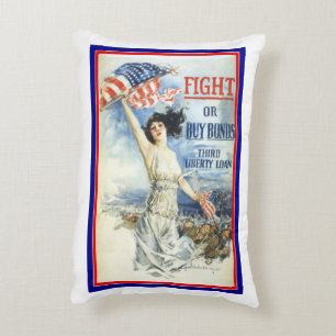 Coussins Décoratifs Femme patriotique vintage avec affiche de drapeau
