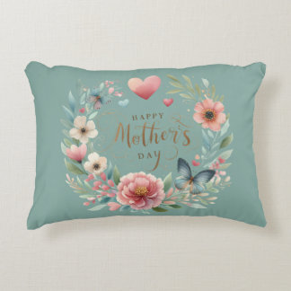 Coussins Décoratifs Fer de fleurs avec un papillon Joyeuse fête des mè