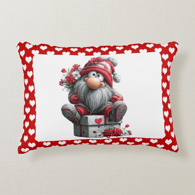 Coussins Décoratifs Festive Love Messenger Gnome "Heart and Presents"  (Devant)