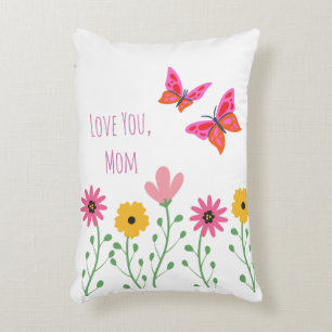 Coussins Décoratifs Fête des mères, Je t'aime maman, Motif de fleurs