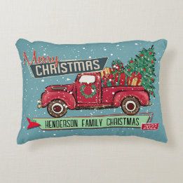 Coussins Décoratifs Fêtes de Noël de Camion Vintage Retro personnalisa