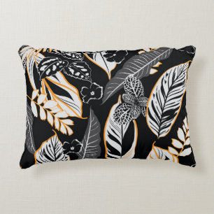 Coussins Décoratifs Feuillage de nuit tropical : Motif Vintage foncé