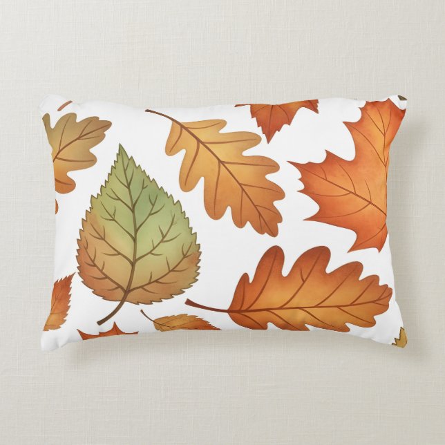 Coussins Décoratifs Feuille d'automne sans couture (Devant)