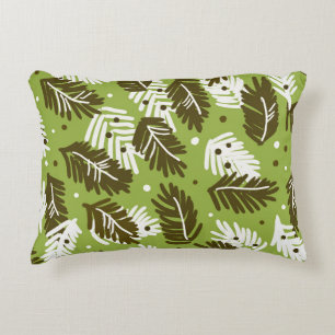 Coussins Décoratifs Feuilles blancs verts : Motif conifère