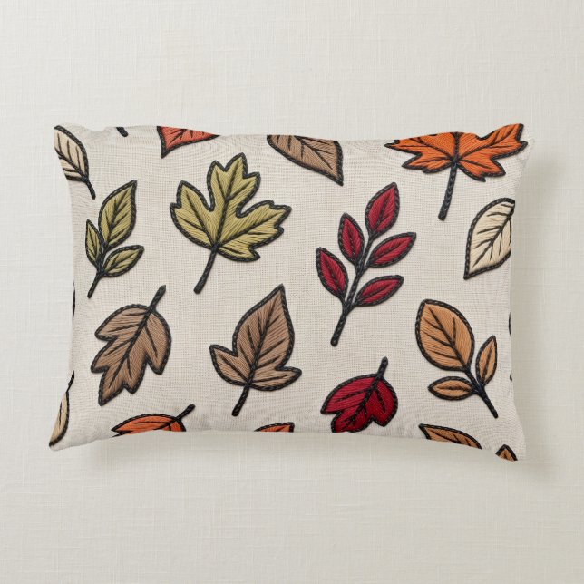 Coussins Décoratifs Feuilles d'automne modernes brodées esthétiques  (Dos)