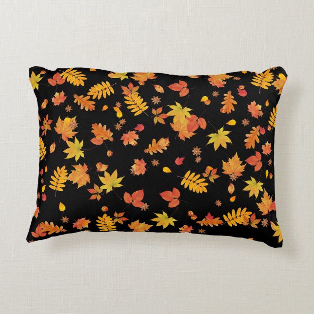Coussins Décoratifs Feuilles d'automne (noir) (Dos)