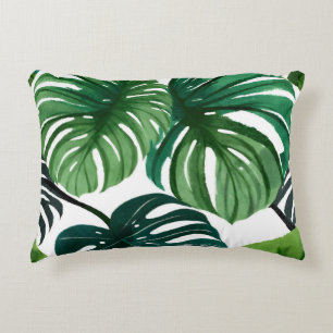 Coussins Décoratifs Feuilles de Monstera Aquarelle Botanique Moderne
