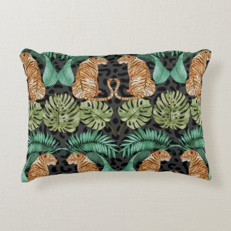 Coussins Décoratifs Feuilles de tigres : Aquarelle Jungle sans joint.