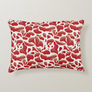 Coussins Décoratifs Feuilles de vol blanc et rouge Motif répétitif