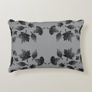 Coussins Décoratifs Feuilles gris brillant en argent automne motif d'a