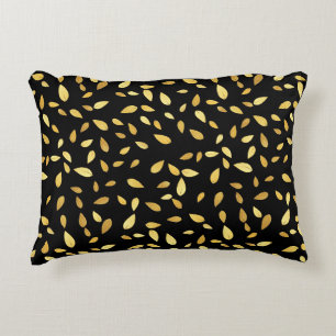 Coussins Décoratifs Feuilles modernes en noir et or Motif illustré