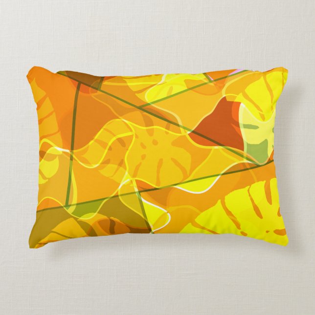 COUSSINS DÉCORATIFS FEUILLES TROPICALES ABSTRAITES  (Devant)