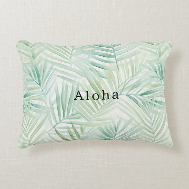 Coussins Décoratifs Feuilles Tropicales Vertes Aloha (Devant)
