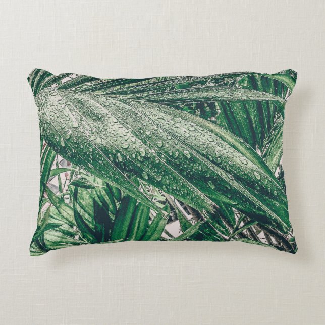 Coussins Décoratifs Feuilles tropicaux avec Raindrops (Devant)