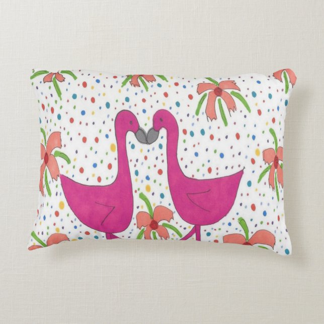 Coussins Décoratifs Fiesta Flamant rose Floral (Dos)
