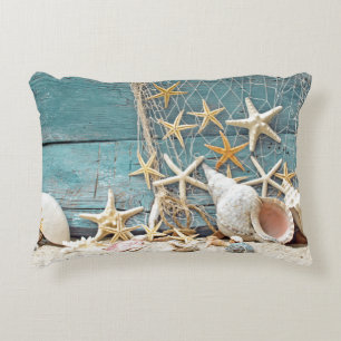 Coussins Décoratifs Filet nautique d'étoiles de mer et de pêcheur