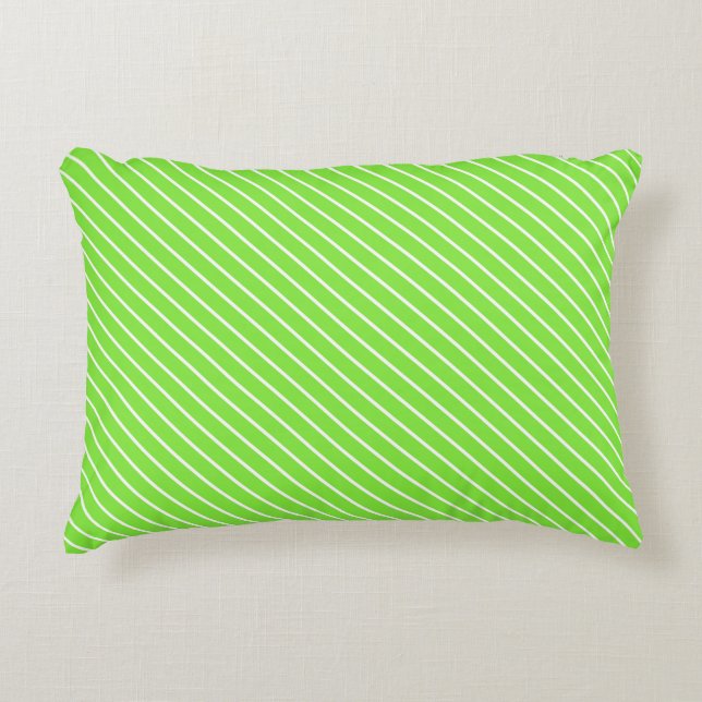 Coussins Décoratifs Filets diagonaux - vert et blanc de chaux (Devant)