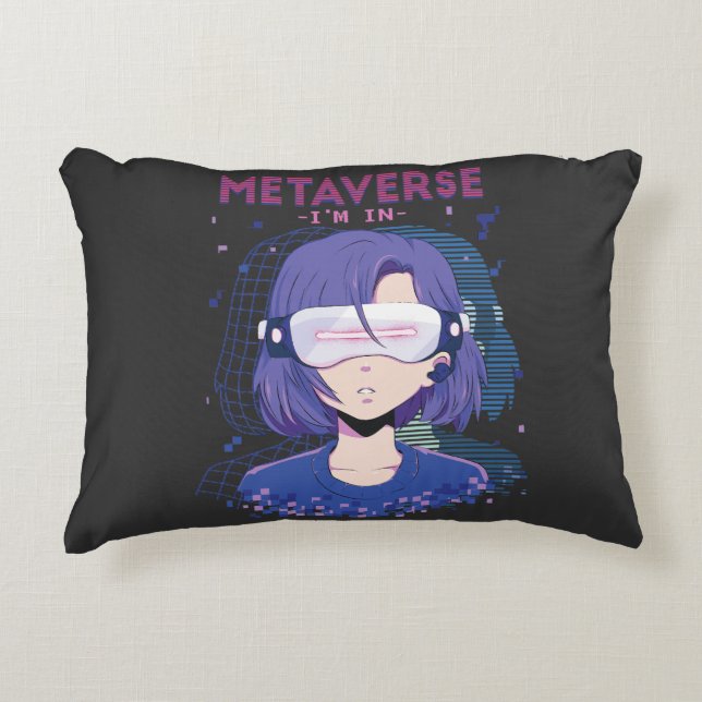 Coussins Décoratifs Fille d'anime lunettes de réalité virtuelle Coussi (Devant)