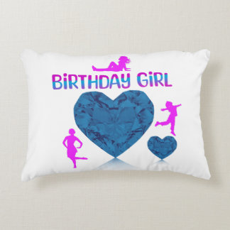 Coussins Décoratifs Fille d'anniversaire du coeur bleu