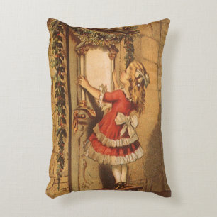 Coussins Décoratifs Fille victorienne de Noël vintage accrochant une g
