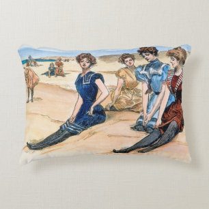 Coussins Décoratifs Filles de Gibson sur la plage, 1900