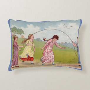 Coussins Décoratifs filles du 19ème siècle jouant à la corde de saut