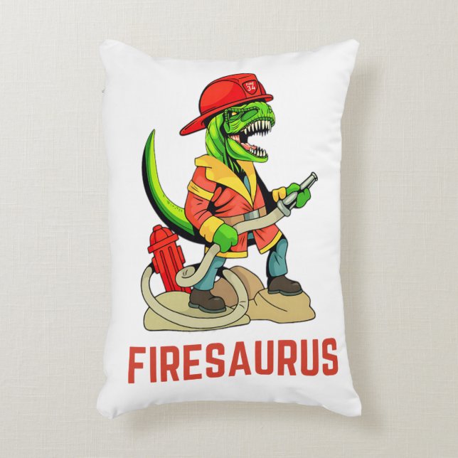Coussins Décoratifs Firesaurus pompier Dinosaur pompier T Rex (Devant(Vertical))