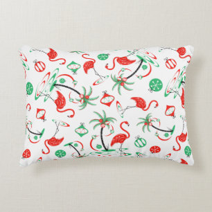 Coussins Décoratifs Flamant rose de Noël rouge avec accent rouge