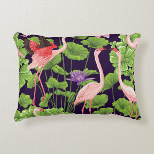 Coussins Décoratifs Flamant rose, plantes tropicaux, arrière - plan no