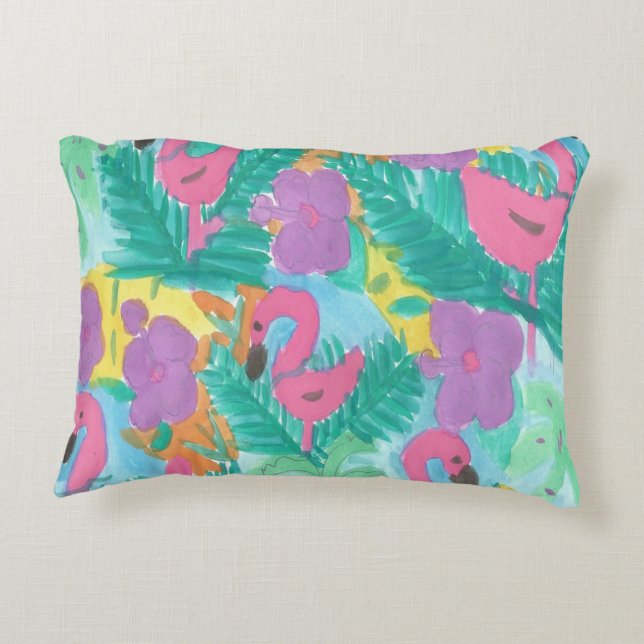 Coussins Décoratifs Flamant rose Tropical Jungle Imprimer (Dos)