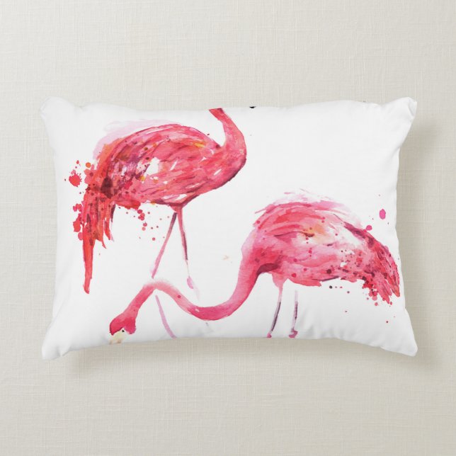 Coussins Décoratifs Flamants aquarelles (Devant)