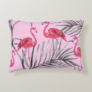 Coussins Décoratifs Flamants roses, aquarelle tropicale vintage motif.
