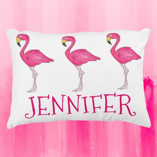 Coussins Décoratifs Flamants roses de Flamant rose rose personnalisé O (Personalized flamingo pillow)