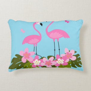 Coussins Décoratifs Flamants tropicaux et illustration florale