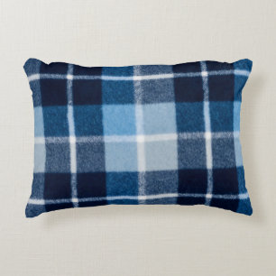 Coussins Décoratifs Flanelle à Carreaux Bleu Blanc Confortable