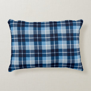 Coussins Décoratifs Flanelle à Carreaux Bleu Blanc Confortable