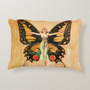 Coussins Décoratifs Flapper Butterfly Flying Woman Illustration