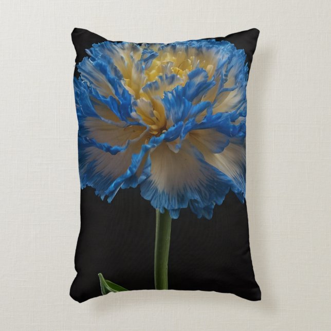 Coussins Décoratifs Fleur Carnation Bleue Et Jaune, (Devant(Vertical))