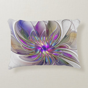 Coussins Décoratifs Fleur d'art fractal abstrait énergique et coloré