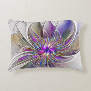 Coussins Décoratifs Fleur d'art fractal abstrait énergique et coloré