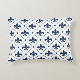 Coussins Décoratifs Fleur De Lis bleu foncé motif sur arrière - plan b