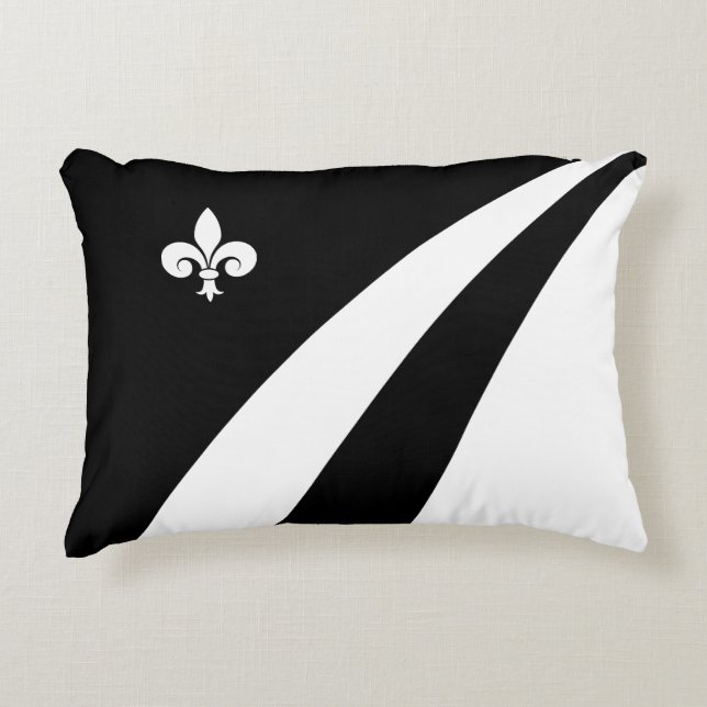 Coussins Décoratifs Fleur de lis sur des vagues noires et blanches (Devant)