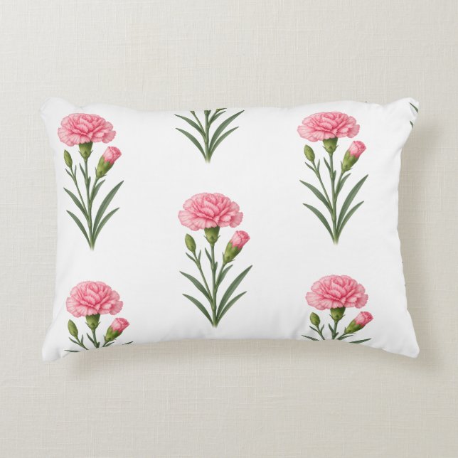 Coussins Décoratifs Fleur de naissance de janvier, Carnation Botanique (Devant)