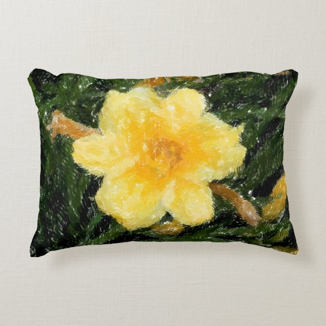 Coussins Décoratifs Fleur de Narcisse jaune Art abstrait (Devant)