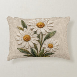 Coussins Décoratifs Fleur de Pâquerette Brodée