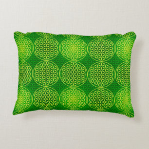 Coussins Décoratifs Fleur de vie - motif de timbre - vert