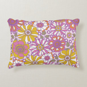 Coussins Décoratifs Fleur des années 60 rétro. Motif d'illustration vi