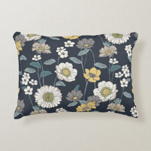 Coussins Décoratifs Fleur dessinée à la main, motif artistique sans co