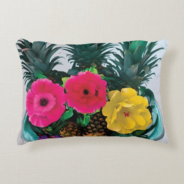 Coussins Décoratifs Fleur Exotique Graphique Numérique avec Ananas Rée (Devant)